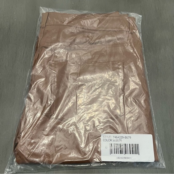 PAIGE Women's Claudine Ankle Flare Jeans Brown Vegan Leather Pants Stretch 32 - Picture 7 of 9